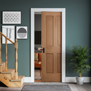 Premium Traditional Victorian 4 Panel Framed Pocket Door Set - Unfinished Oak for Customisation