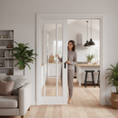 Premium White Primed Internal Pocket Door Set with 3 Clear Glass Panels for Modern Living Spaces