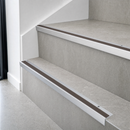 Aluminium Stair Nosing 62x32mm Square Edge, 5mm Gauge, Cut to Size 700-3200mm — Insert Colour: Peat Castellated