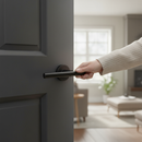 Premium Round Rose Lever Door Handle Set with Matt Black Finish for Modern Interiors