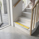 Aluminium stair nosing profile 93x32mm dimensions showing DDA compliant design for indoor outdoor use