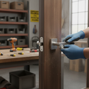 Premium Slim Square Lever Handle Set with Concealed Hinges and Magnetic Latch for Modern Industrial Doors