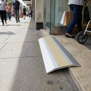 43x10mm aluminium ramp transition strip with sleek metallic finish for smooth indoor and outdoor flooring transitions