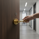 Premium Round Rose Lever Fire Rated Handle Set in Satin Brass with Enhanced Security Features and Elegant Design