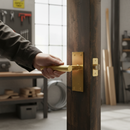 Premium Satin Brass Linear Lever on Backplate Handle Set for Interior Doors with Contemporary Design and Smooth Operation