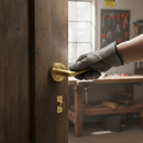 Premium Round Rose Lever Door Handle Set with Satin Brass Finish for Modern and Traditional Interiors