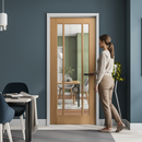 Premium Unfinished Oak Internal Door with 3 Light Clear Glass Panes for Custom Finishing