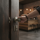 Premium Round Reeded Mortice Door Knob Set with Gun Metal Finish, Two Smooth Ball Bearing Hinges, and Tubular Latch