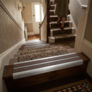 Heavy duty aluminium stair nosing profile 93x32mm showing silver metallic finish for indoor outdoor use