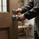 Premium Satin Chrome Mortice Bathroom Door Knob Set with Mushroom Design, Secure Lock, and Ball Bearing Hinges