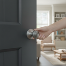 Premium Round Reeded Mortice Door Knob with Satin Chrome Finish - 50mm Round Rose Design for Traditional and Modern Interiors