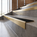 Solid Brass Stair Nosing with Carborundum Inserts, Custom Lengths — Ridged PVC Colour: Carbon