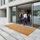 Natural coir matting with PVC backing, 17mm thick, suitable for indoor and outdoor use as entrance mat