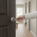 Premium Twisted Curved Lever Door Handle on Round Rose - Satin Chrome Finish for Stylish Door Accessories