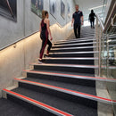 Slimline 67x55mm aluminium stair nosing with PVC insert fitted to steps