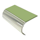 Bullnose aluminum stair nosing with slip-resistant PVC insert, 37mm riser height, suitable for vinyl flooring