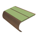 Anti slip stair nosing with bullnose profile in apple green with dark bronze trim, 53mm width