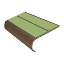 Anti slip bullnose stair nosing in apple green with dark bronze trim, 2.44m heavy duty aluminium construction