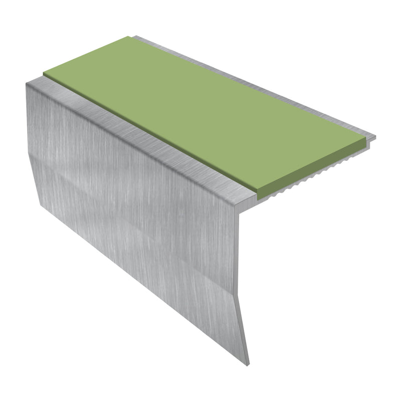 Heavy Duty Chevron Aluminium Stair Nosing 2.44m Single Insert 65mm Riser Slip-Resistant Durable for Medium Carpets & Smooth Flooring