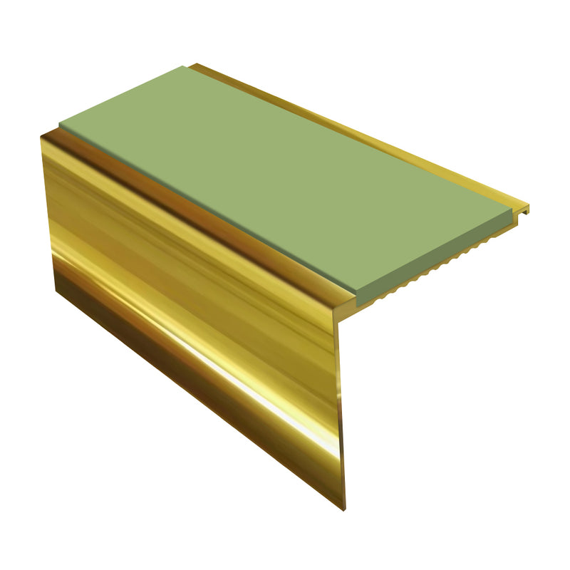 Square Aluminium Stair Nosing Single Channel 2.44m Length Tread 62mm Slip-Resistant Inserts Ideal for Medium Carpets & Heavy-Duty Flooring