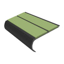 Heavy duty anti slip bullnose stair nosing in apple green with black trim, 2.44m aluminum construction