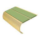 Anti slip stair nosing with bullnose aluminium profile and green anti-slip inserts for safety