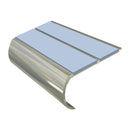 Anti slip stair nosing with bullnose aluminium profile and blue grip inserts for safe step edges