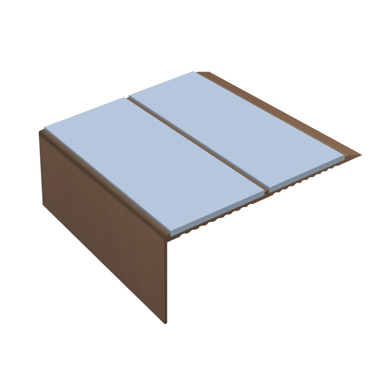 Square Double Channel Aluminium Stair Nosing Ramp Back Profile 2.44m Length Slip-Resistant PVC Inserts Ideal for Vinyl & Lino Flooring