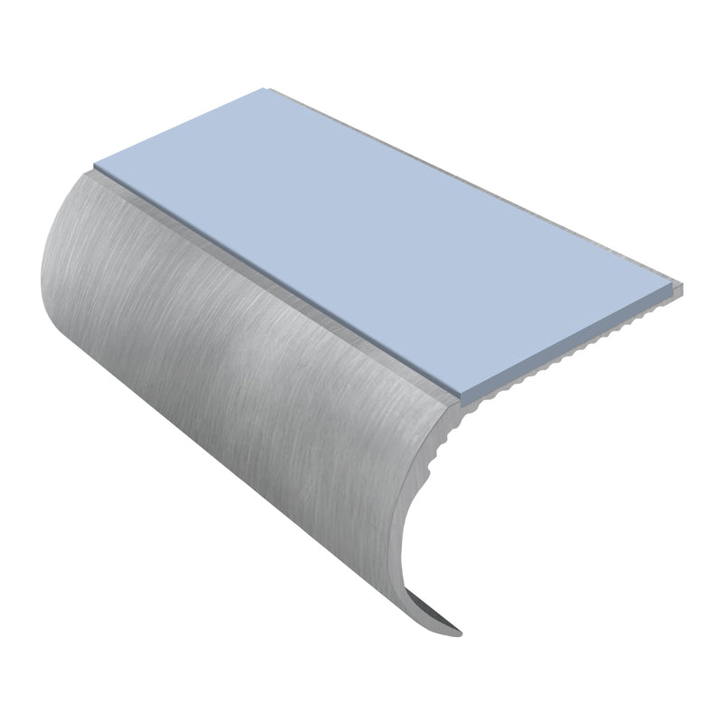 Bullnose Aluminium Stair Nosing 3.22m Single Channel 37mm Riser Slip-Resistant PVC Inserts Ideal for Vinyl & Lightweight Carpets