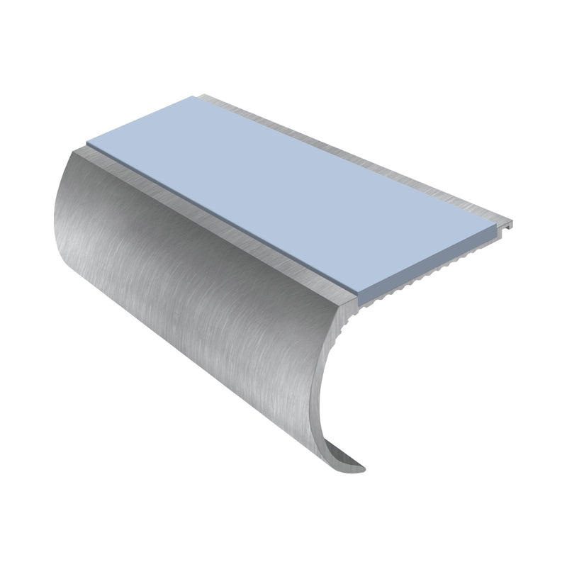 Heavy Duty Bullnose Aluminium Stair Nosing 2.44m, Single Insert, 57mm Riser, Slip-Resistant, Durable for High-Traffic Areas, Ideal for Home & Business