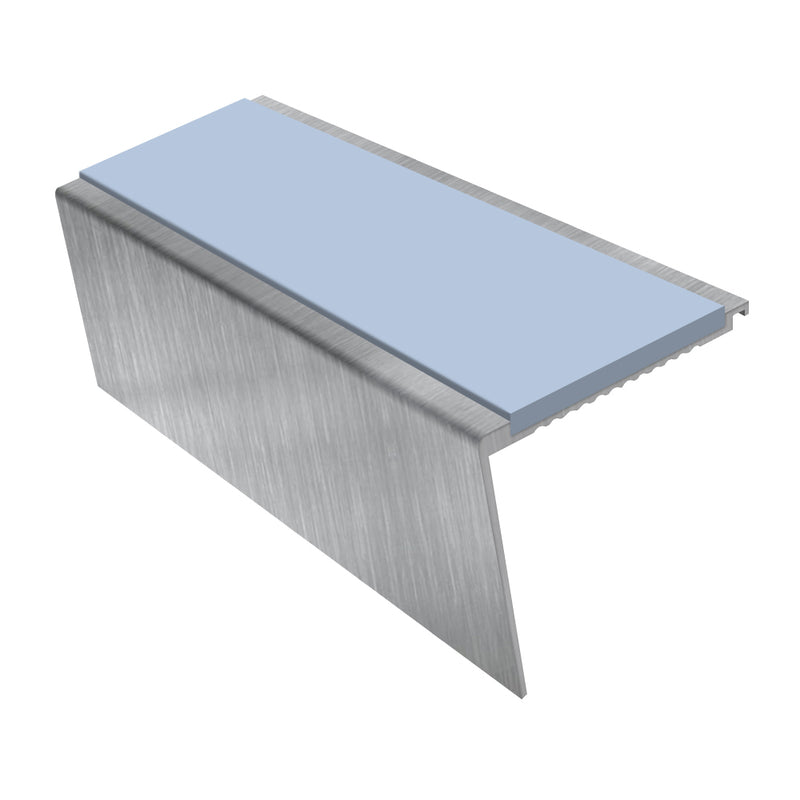 Rake Back Aluminium Stair Nosing 3.22m | Heavy-Duty Single Channel 62mm Tread Slip-Resistant Inserts Ideal for Carpets & Smooth Flooring