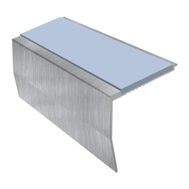 Heavy Duty Chevron Aluminium Stair Nosing 2.44m Single Insert 65mm Riser Slip-Resistant Durable for Medium Carpets & Smooth Flooring