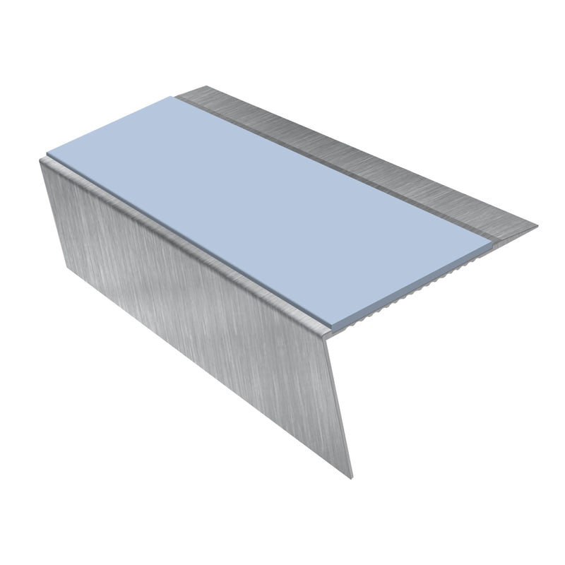 Rake Back Aluminium Stair Nosing 2.75m 70mm Tread Slip-Resistant Inserts Durable for Vinyl, LVT, Wood & Hard Flooring