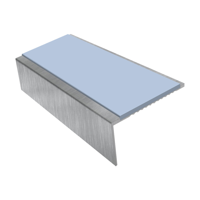 Square Aluminium Stair Nosing Single Channel 2.44m 25mm Riser Slip-Resistant PVC Inserts for Vinyl, Lino, Lightweight Carpets Safe Domestic Solution