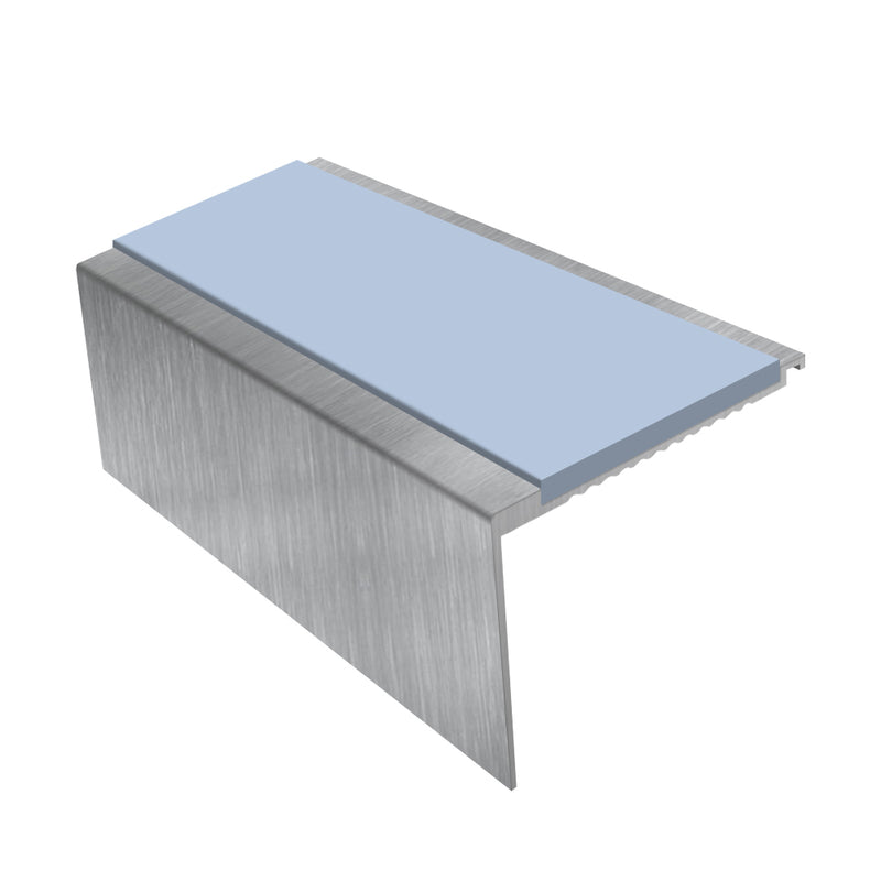 Heavy Duty Square Aluminium Stair Nosing with Single Insert, 3.22m Length, 50mm Riser, Slip-Resistant for Medium Carpets & Smooth Flooring