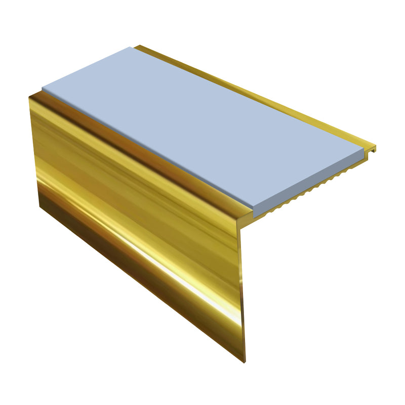 Square Aluminium Stair Nosing Single Channel 2.44m Length Tread 62mm Slip-Resistant Inserts Ideal for Medium Carpets & Heavy-Duty Flooring