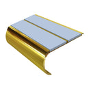 Gold anodized aluminum bullnose stair nosing with dual anti-slip inserts, 53mm profile for safety