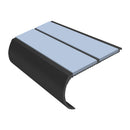 Bullnose aluminium stair nosing with anti-slip insert strips in black and silver finish