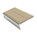 Heavy Duty Rake Back Aluminium Stair Nosing 3.22m Double Channel Profile Slip-Resistant Inserts Ideal for Carpets & Smooth Flooring