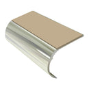Bullnose aluminum stair nosing with slip-resistant PVC inserts, 3.22m length, 37mm riser for vinyl carpets
