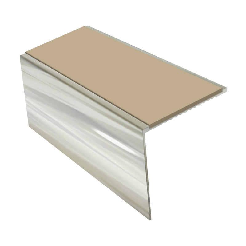 Square Aluminium Stair Nosing Single Channel 3.22m Length Tread 56mm Slip-Resistant Inserts Custom Finishes for Vinyl & Lino Flooring