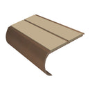 Anti-slip bullnose stair nosing in beige with dark bronze trim, 53mm aluminium construction