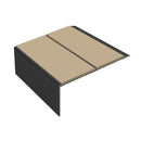 Square Double Channel Aluminium Stair Nosing with Ramp Back 3.22m Length Slip-Resistant PVC Inserts Ideal for Vinyl & Lino Flooring