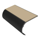 Bullnose aluminum stair nosing with slip-resistant PVC inserts, 37mm riser height, suitable for vinyl flooring