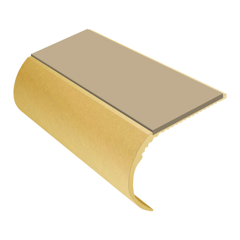 Bullnose Aluminium Stair Nosing 3.22m Single Channel 37mm Riser Slip-Resistant PVC Inserts Ideal for Vinyl & Lightweight Carpets