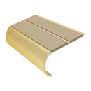 Anti-slip bullnose stair nosing in beige with satin gold finish, 53mm aluminium construction