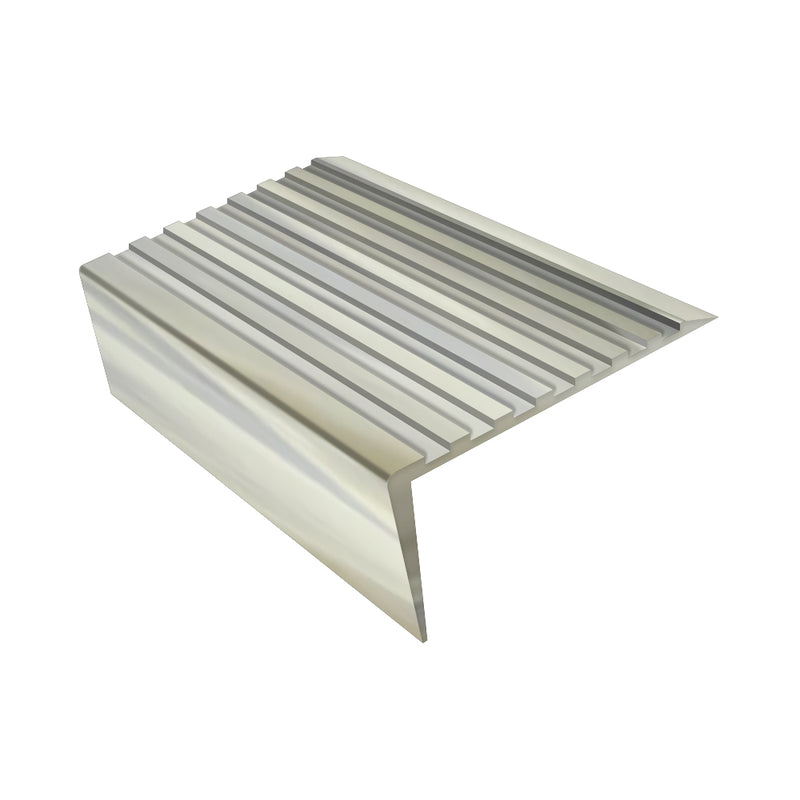 Castellated Square Aluminium Stair Nosing with Ramp Back Profile 3mm Gauge – Durable, Slip-Resistant Edge Protector for Uncovered Stairs 71mm Tread