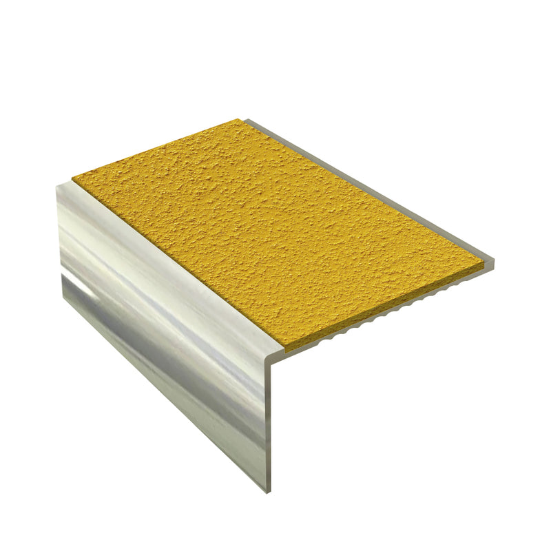 Non-Slip Weather-Resistant Square Aluminium Stair Nosing MorGrip Inserts 56mm Tread Durable & Stylish 2.44m, 2.75m, 3.22m Lengths