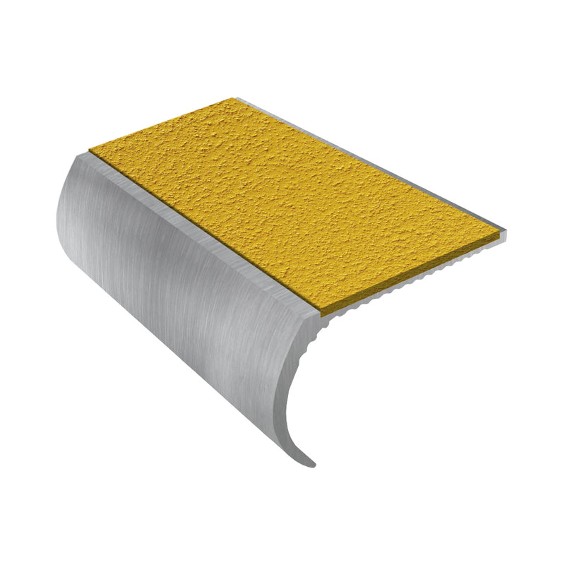 Bullnose Aluminium Stair Nosing with Slip-Resistant PVC Inserts 55mm Tread Ideal for Vinyl & Carpet 2.44m to 3.22m Lengths Indoor & Outdoor Use