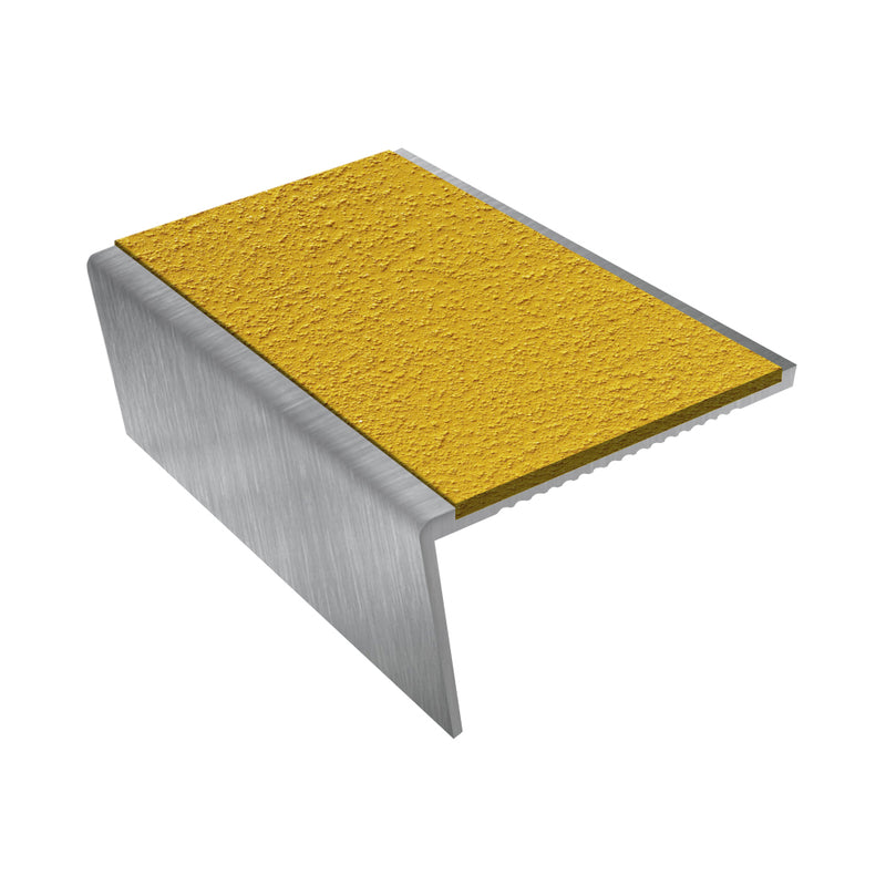 Rake Back Aluminium Stair Nosing Single Channel with MorGrip & Exterior Inserts Slip-Resistant for Vinyl, Lino & Carpets 2.44m, 2.75m, 3.22m